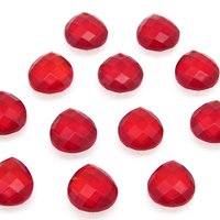 11x10mm Flat Teardrop Beads, Translucent Red Faceted Briolettes