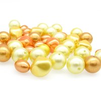 Vintage Plastic Faux Pearl Beads, Yellow and Orange Mix