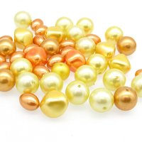 Vintage Plastic Faux Pearl Beads, Yellow and Orange Mix