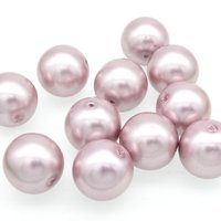 16mm Round Glass Beads, Opaque Mauve Czech Faux Pearls (11)