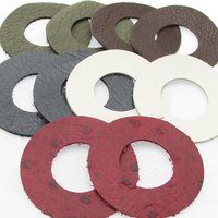 Large Donut Pendants, Die Cut Upcycled Genuine Leather Circles (10)