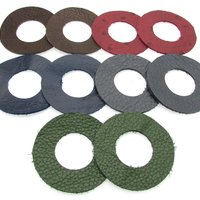 Large Donut Pendants, Die Cut Upcycled Genuine Leather Circles (10)