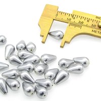 12x7mm Teardrop Beads, Metallic Gray Czech Glass Pearls