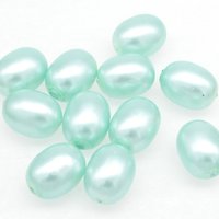 20x15mm Light Green Oval Beads, Large Vintage Plastic Pearls  (11)