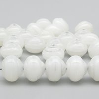 10x12mm Snail Rondelles, Alabaster White Pressed Glass Beads (25)