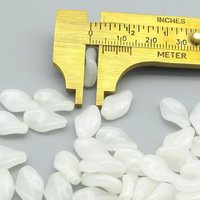 13x8mm Flat Twisted Diamonds, Alabaster White Glass Beads (50)
