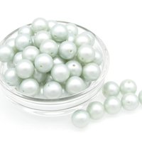 Vintage 10mm Round Plastic Pearls, Matte Pale Green Beads (60)