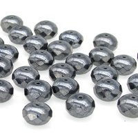 7x10mm Rondelle Faceted, Hematite Dark Gray (30)