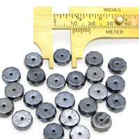4x10mm Flat Rondelle Faceted Czech Glass, Hematite Gray (23)