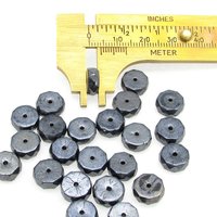 4x10mm Flat Rondelle Faceted Czech Glass, Hematite Gray (23)