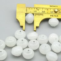 10x12mm Snail Rondelles, Alabaster White Pressed Glass Beads (25)