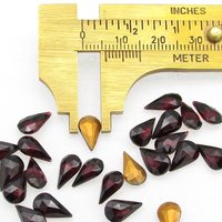 Vintage 10x6mm Rhinestones,  Foiled Garnet Red Pearshape Point Backs