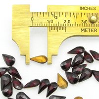 Vintage 10x6mm Rhinestones,  Foiled Garnet Red Pearshape Point Backs