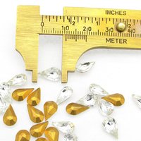 Vintage Teardrop Rhinestones, 10x6mm Pear-Shape Foiled Crystal Point Back Gems