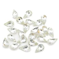 Vintage Teardrop Rhinestones, 10x6mm Pear-Shape Foiled Crystal Point Back Gems