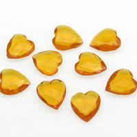 12mm Topaz Heart Rhinestone with Pointed Back, Vintage Glass Stones (9)
