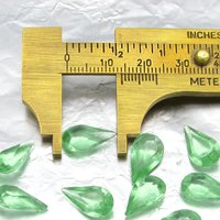 14x8mm Faceted Pear Rhinestones, Vintage Unfoiled Peridot Green Glass Gems