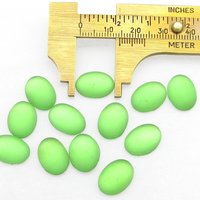 Vintage 14mm Oval Frosted Peridot Glass Cabochons