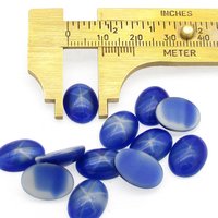 Vintage 14mm Oval Opaque Star Sapphire Glass Cabochons