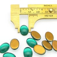Vintage 14x10mm Oval Foiled Emerald Glass Cabochons