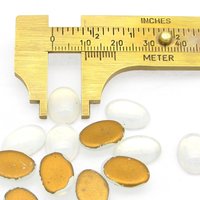 14x10mm Oval Glass Cabochons, Vintage Opaline Flat Back Stones