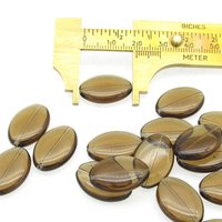 20mm Flat Oval Beads, Translucent Brown Czech Glass