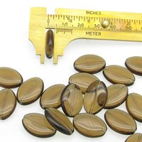 20mm Flat Oval Beads, Translucent Brown Czech Glass
