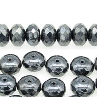 7x10mm Rondelle Faceted, Hematite Dark Gray (30)