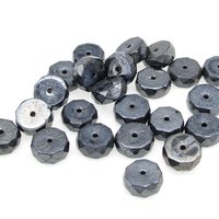 4x10mm Flat Rondelle Faceted Czech Glass, Hematite Gray (23)