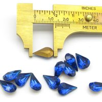 Capri Blue Vintage Rhinestones, 13x7.8mm Foiled Pear