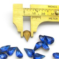 Capri Blue Vintage Rhinestones, 13x7.8mm Foiled Pear