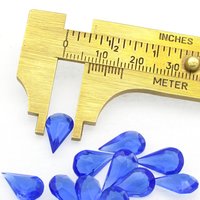 Sapphire Pear Rhinestones, Vintage 13x7.8mm Unfoiled Teardrop Faceted Point Back