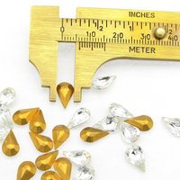 Vintage Teardrop Rhinestones, 10x6mm Pear-Shape Foiled Crystal Point Back Gems