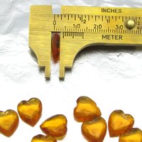 12mm Topaz Heart Rhinestone with Pointed Back, Vintage Glass Stones (9)