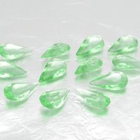 14x8mm Faceted Pear Rhinestones, Vintage Unfoiled Peridot Green Glass Gems