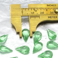 14x8mm Faceted Pear Rhinestones, Vintage Unfoiled Peridot Green Glass Gems
