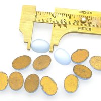 Vintage 14x10mm Oval Cabochons, Frosted Light Sapphire Glass Stones