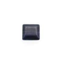 Dark blue sodalite gemstone cabochon is a smoothly polished beveled square measuring approximately 17mm across and 4.5mm thick.