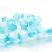 10mm Aqua Two-Tone Czech Fire Polished Beads (20)