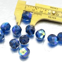 Cobalt AB 12mm Faceted Round Beads