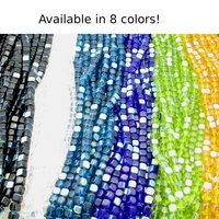 5mm Cubes, Jet AB Small Czech Pressed Glass Beads