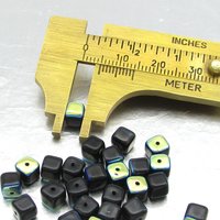 5mm Cubes, Jet AB Small Czech Pressed Glass Beads
