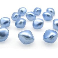 18mm Bicone Beads, Light Sapphire Blue Vintage Plastic Pearls