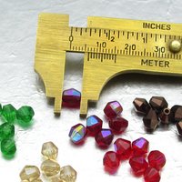 Vintage Bicones, 6mm Emerald Green Faceted Glass Beads