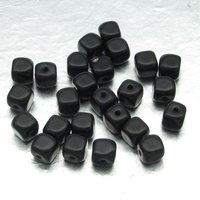 5mm Cubes, Opaque Jet Small Czech Pressed Glass Beads