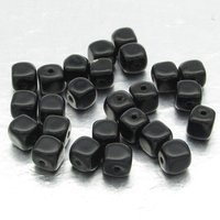 5mm Cubes, Opaque Jet Small Czech Pressed Glass Beads