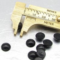 9.5mm Round Plastic Cabochons, Opaque Black Flat Back Vintage Embellishments (10)