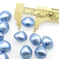 18mm Bicone Beads, Light Sapphire Blue Vintage Plastic Pearls