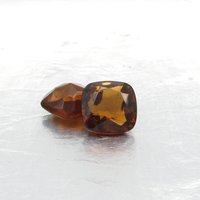 14mm Vintage Square Cushion Rhinestones, Unfoiled Dark Topaz (2)