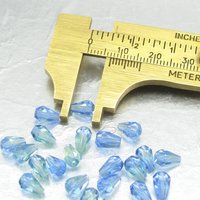 7x5mm Faceted Teardrop Beads, 2-Tone Blue and Green Czech Fire Polished Pears